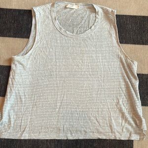 100% linen blue & white cropped tank